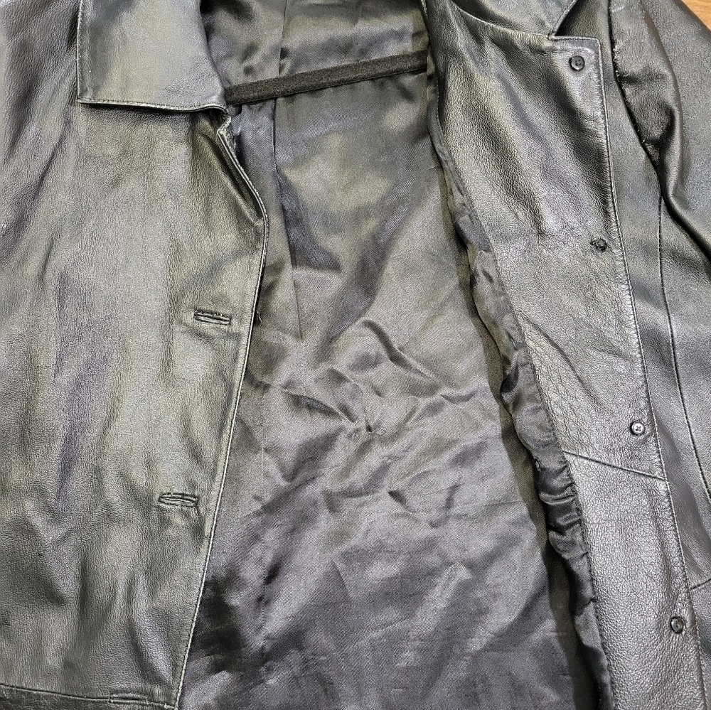 Chadwick Black Leather Button Front Jacket With T… - image 5